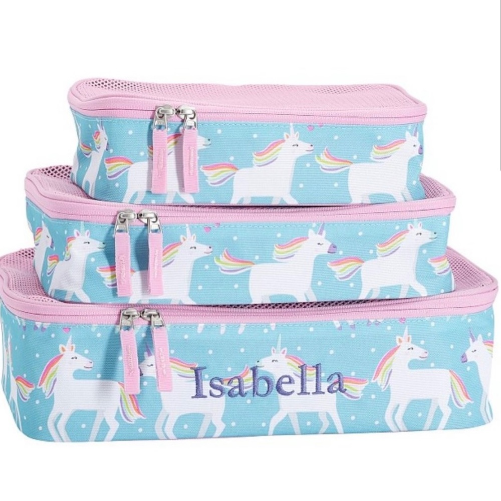 Pottery Barn Mackenzie Aqua Packing Cubes -Brand New